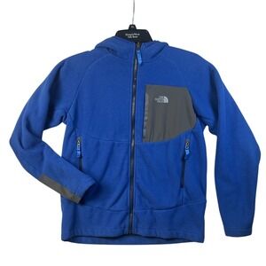 North Face Chimborazo Blue Fleece Full Zip Hooded Jacket Sherpa Boys‎ L 14/16 J2